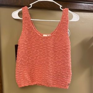 Roxy size XS peach colored textured tank vest crop top.